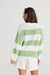 back of lightweight green and white striped Driftwood knit top by Holiday.