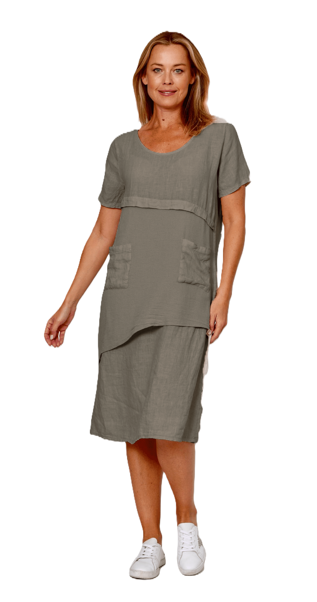 Linen Mesh Spliced Dress