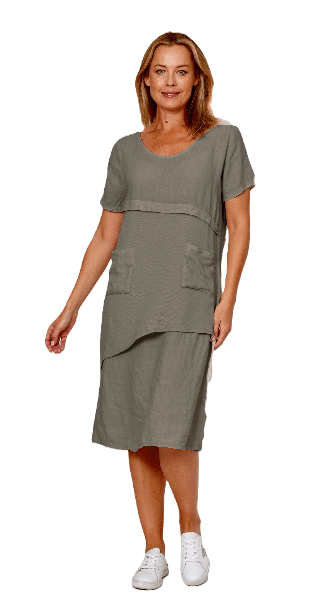 Linen Mesh Spliced Dress