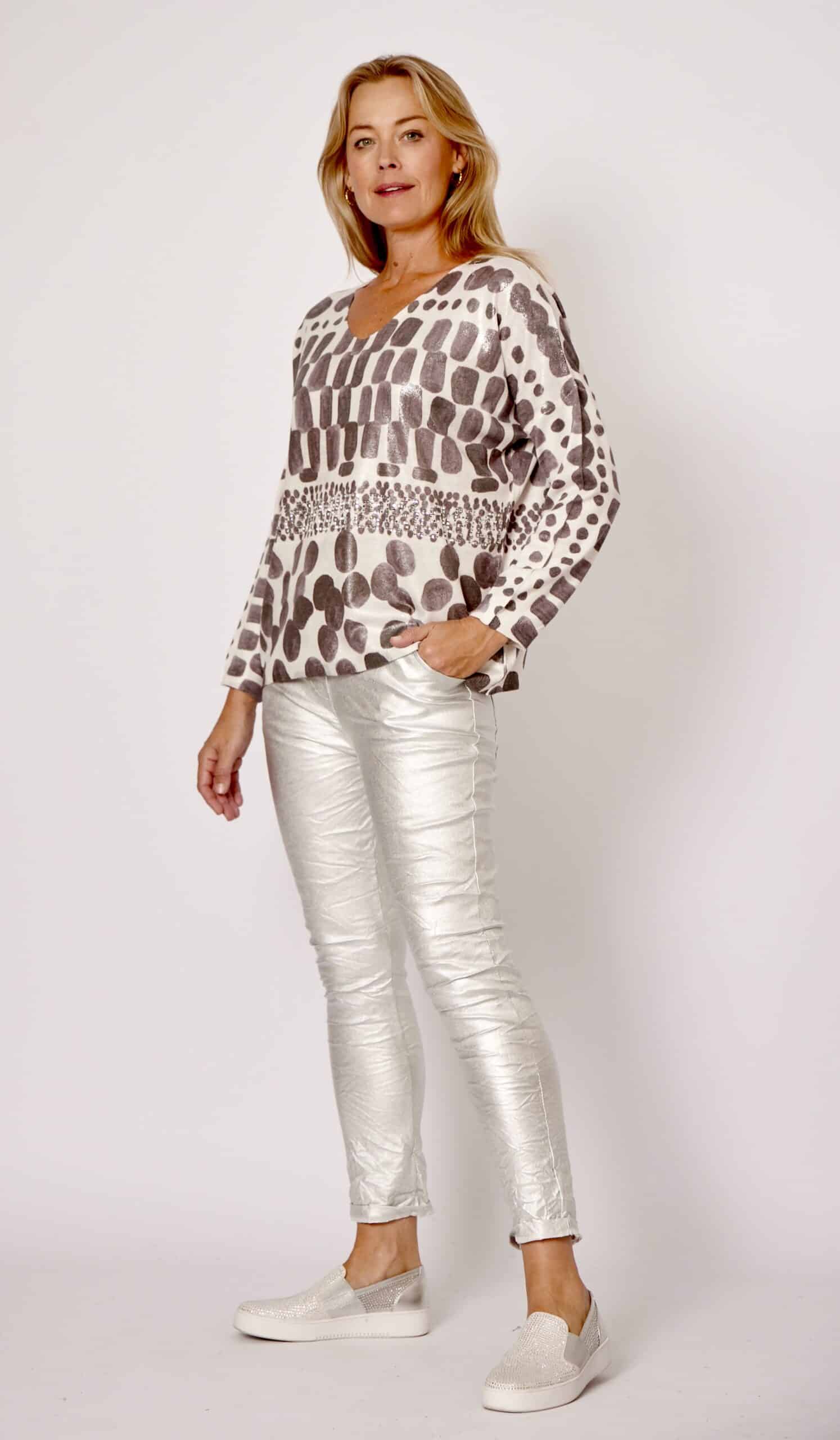 Stone Print Jumper with Diamante