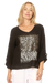 La Strada's Black Animal Print T-shirt in linen.