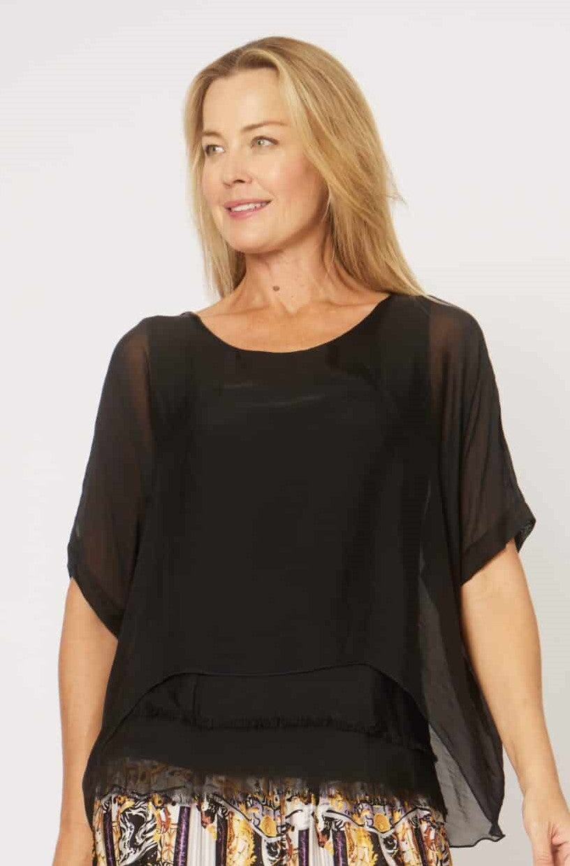 Silk Blended Three Layers Top