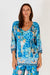 LulaSoul's Amalfi Top in Blue with geometric and floral print and a wide v-neck.