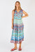 Ladies Elisie Sleeveless maxi Dress in blue red and green with v-neck by LulaLife.