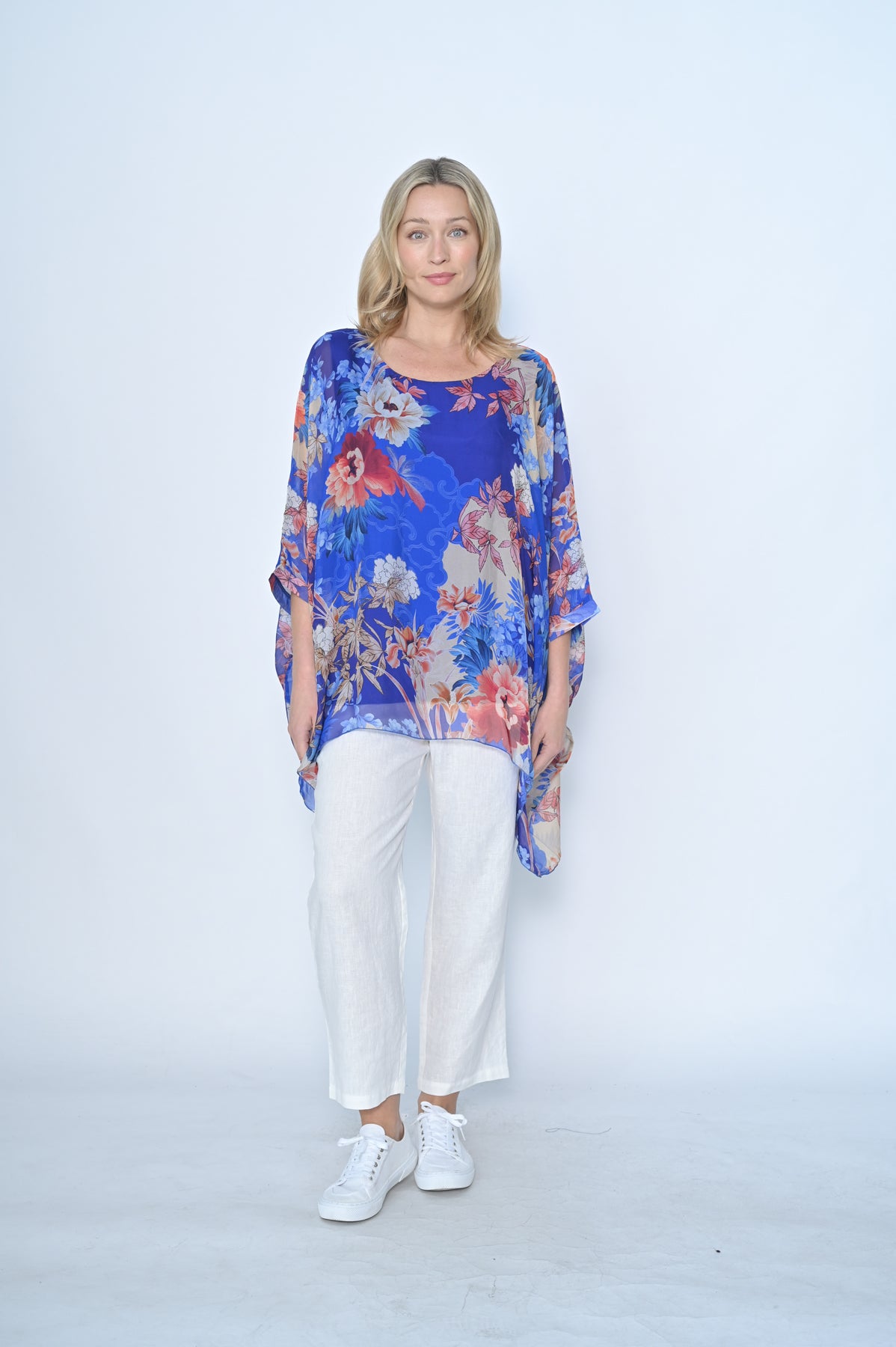 Floral Silk Kaftan Top