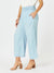 Ladies Blue Cotton Trousers with pockets and pull on style with a shirred elasticated waist by Hammock & Vine.