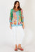 LulaLife's Miranda Top in Sea a fun bright green, blue, yellow and pink top with floral and geometric print.