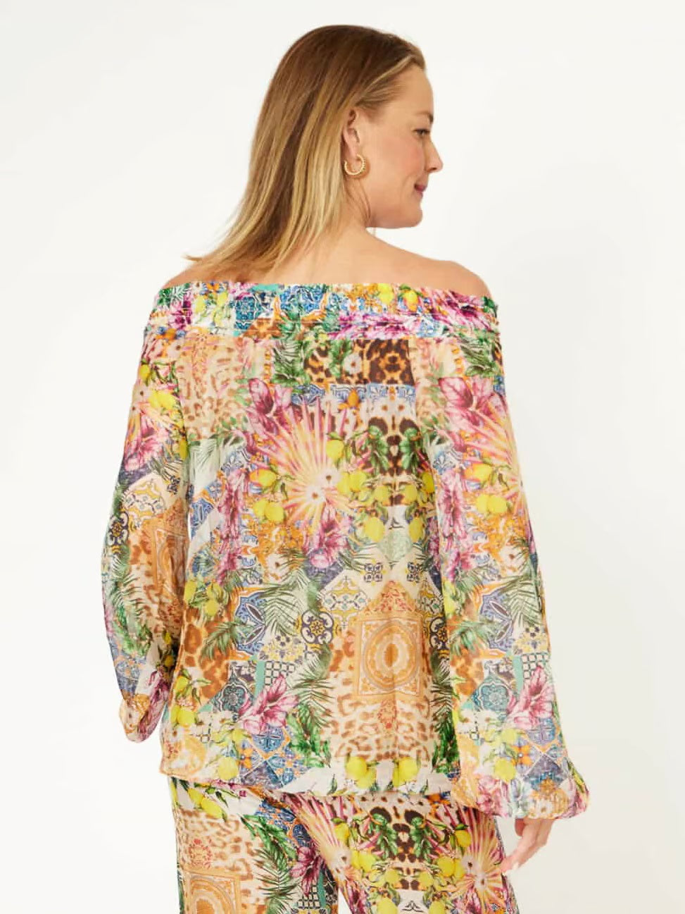 Boho Print Silk Blend Top