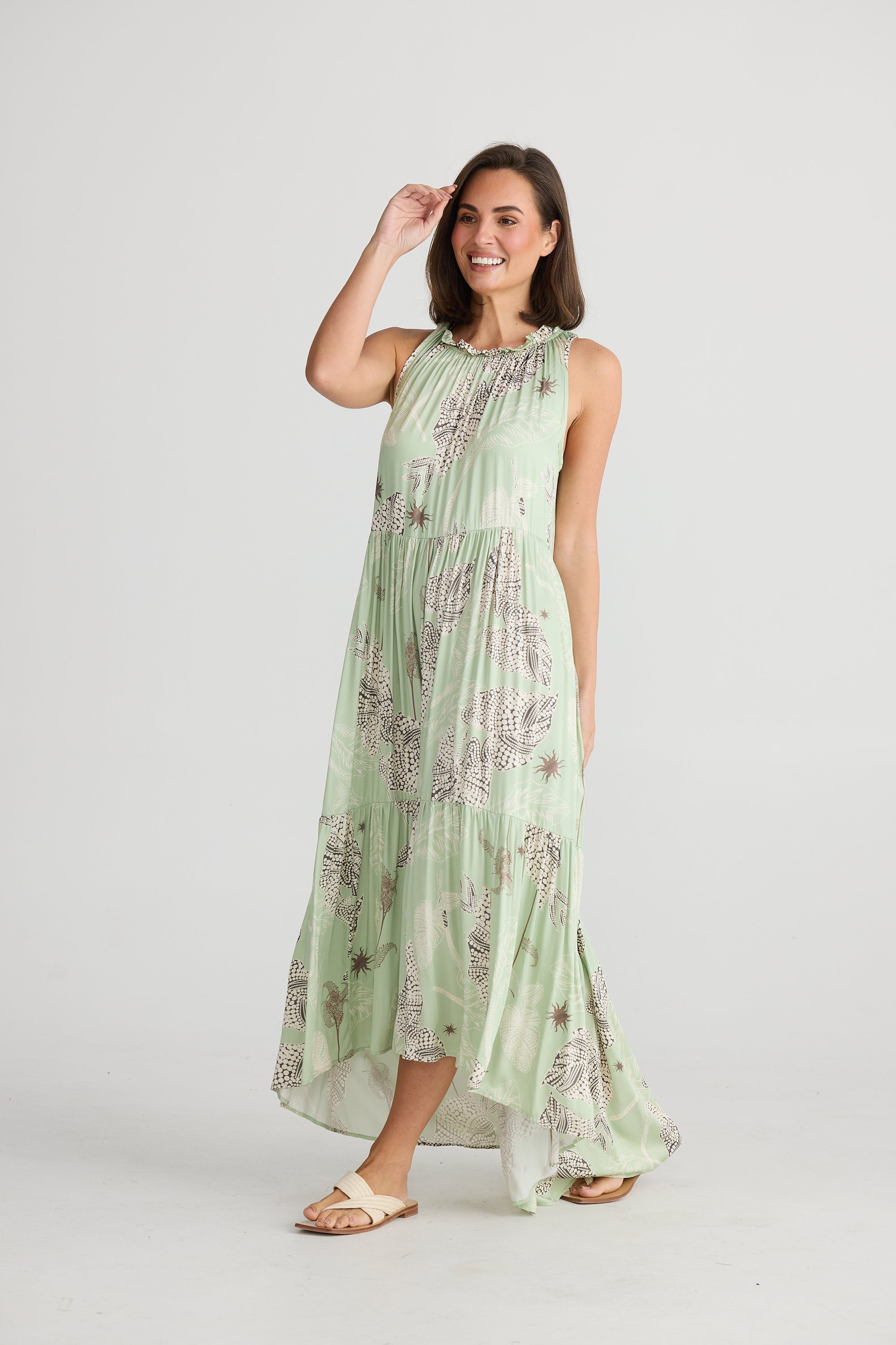 Ladies Margot sleeveless maxi dress in waterlily by Holiday clothing.