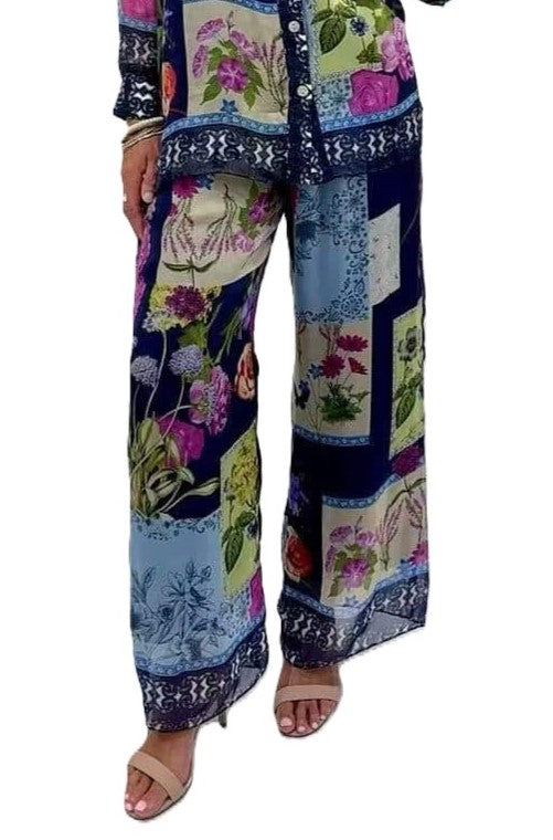 Patchwork Wide Leg Pant