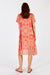 Back of shift style Monaco Midi Dress in geranium with contrasting hem stripes by LulaSoul.