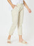 Ladies tailored cotton pants in beige / cream with a pull on style and elastic waist by Threadz.