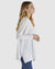 White Khaleesi Knit Top with long sleeves, side splits, relaxed fit and round neck by Betty Basics.