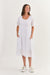 Short Sleeve, Round Neck White Pocket Midi Dress by Namastai. 