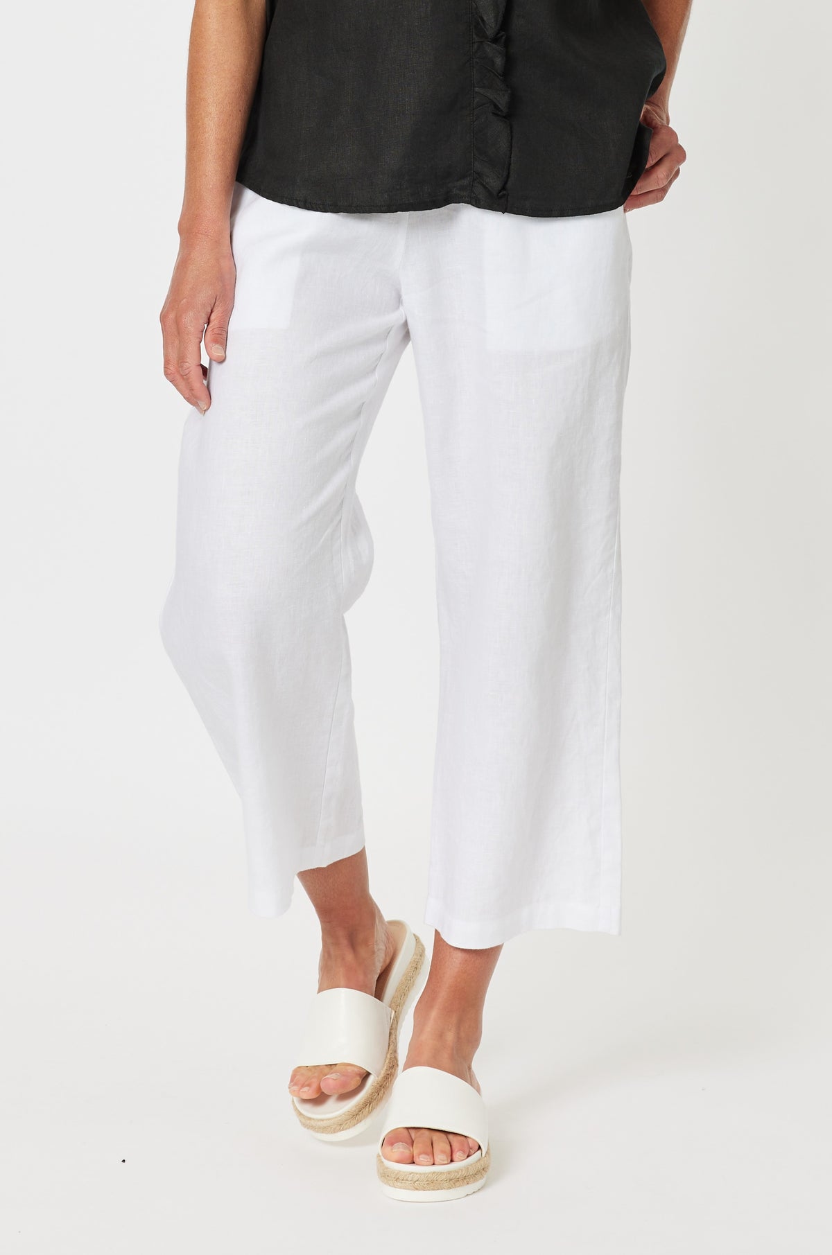 Gordon Smith White Lara Wide Leg Pants with Pockets.