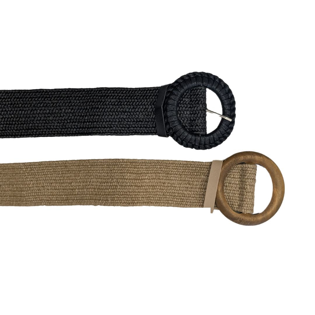 Medium Woven Adjustable Belts with loops and wodden or woven buckle.