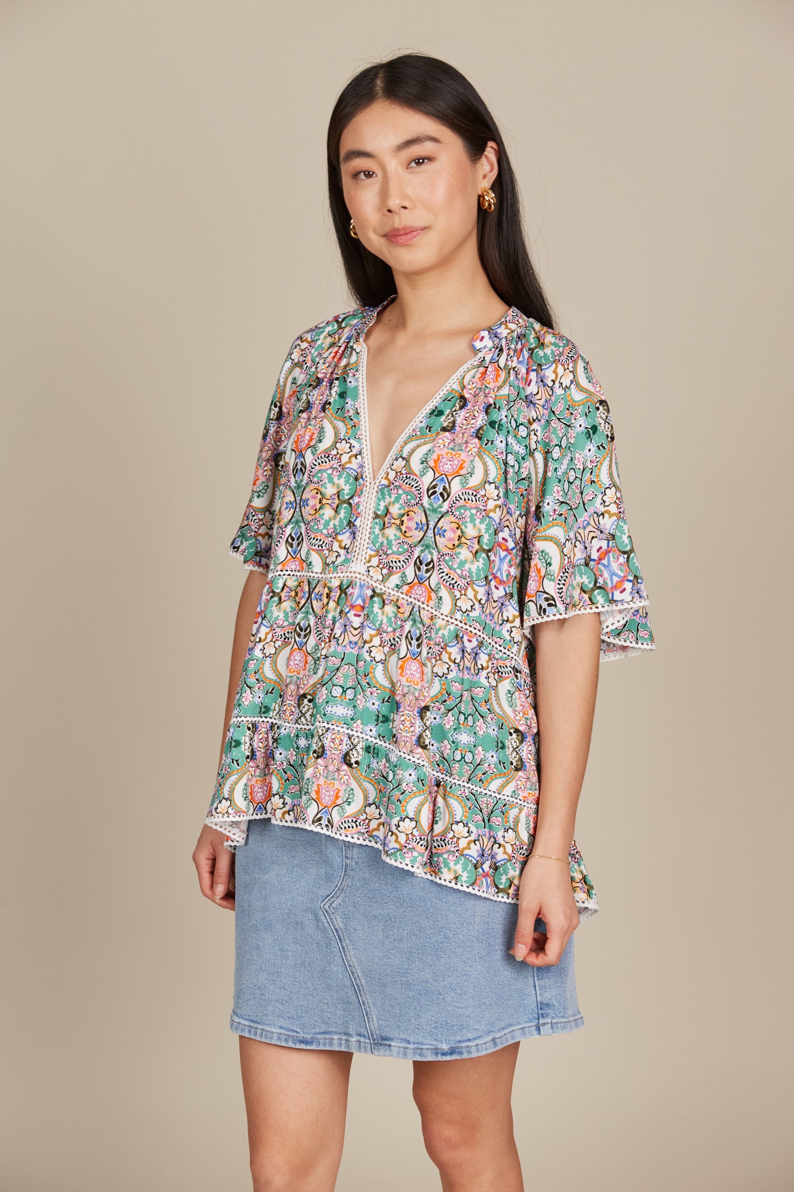 Esme V-Neck Top – Fleuron Prints