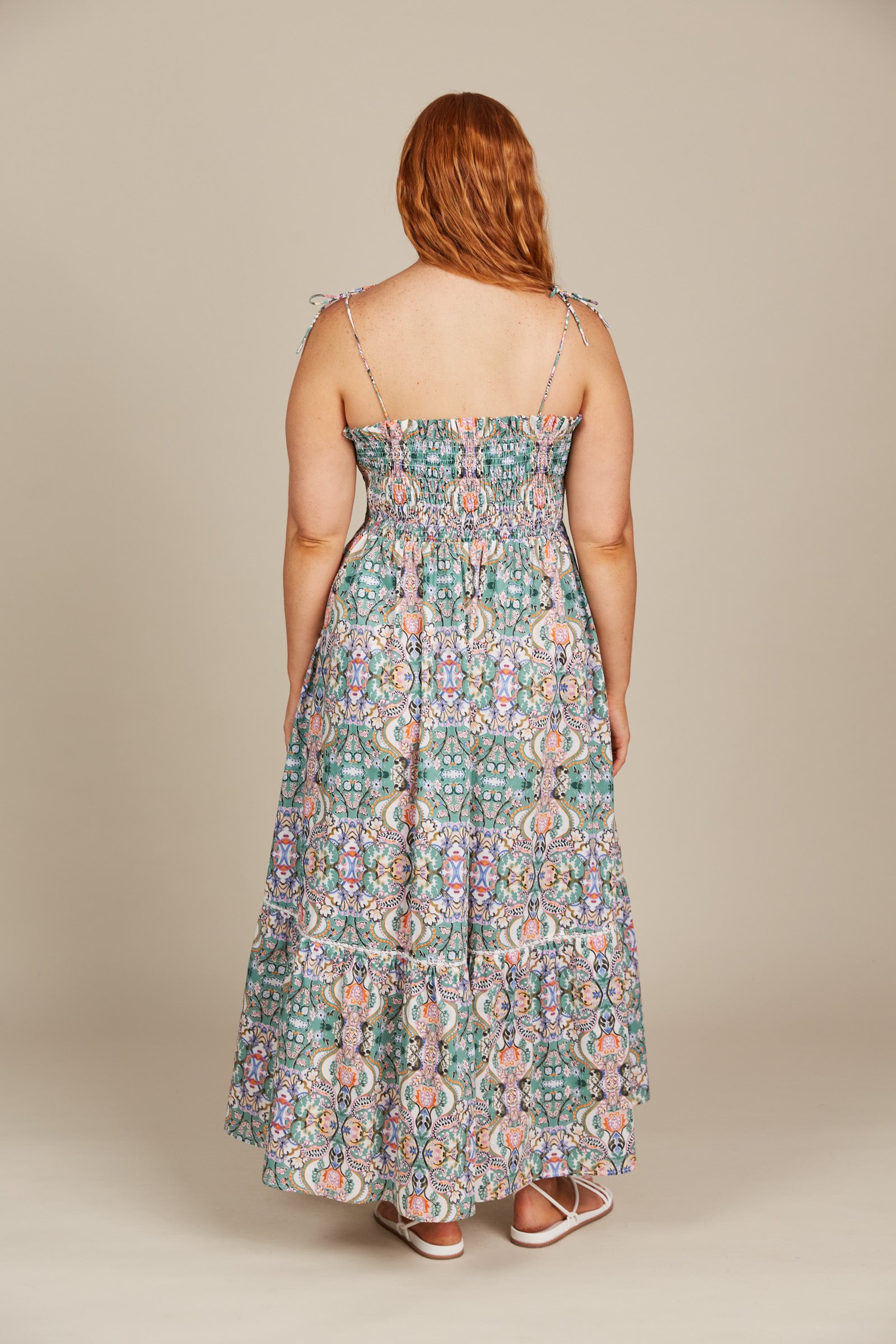 Remi Shirred Maxi Dress - Fleuron Print