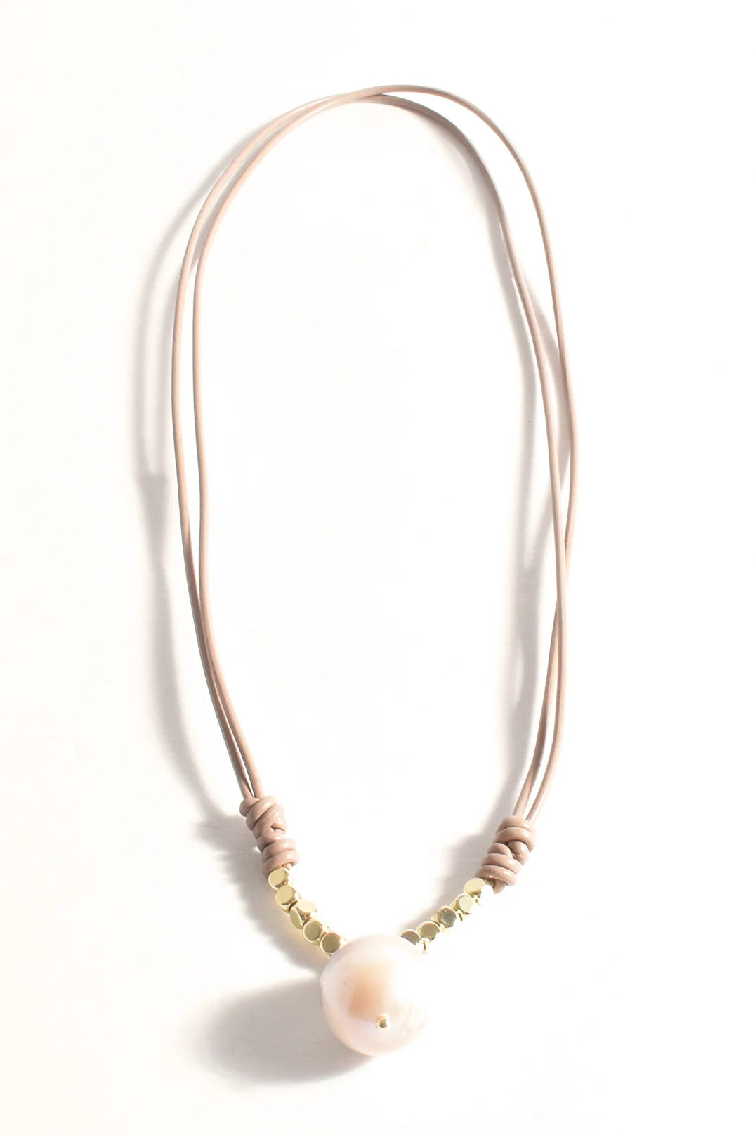 Pearl Drop Adjustable Leather Necklace