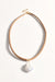 Ladies Short Plaited Leather Necklace with pearl Drop Pendant in Nude by Adorne.