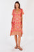 Monaco Midi Dress in Geranium Pink and Orange Star Print by LulaSoul.