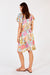 Leafy flower print midi dress in blue, pink, white, orange and green by LulaSoul.