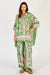 LulaSou's Carara Oversized Kaftan Shirt in Green and Pink leaf print.