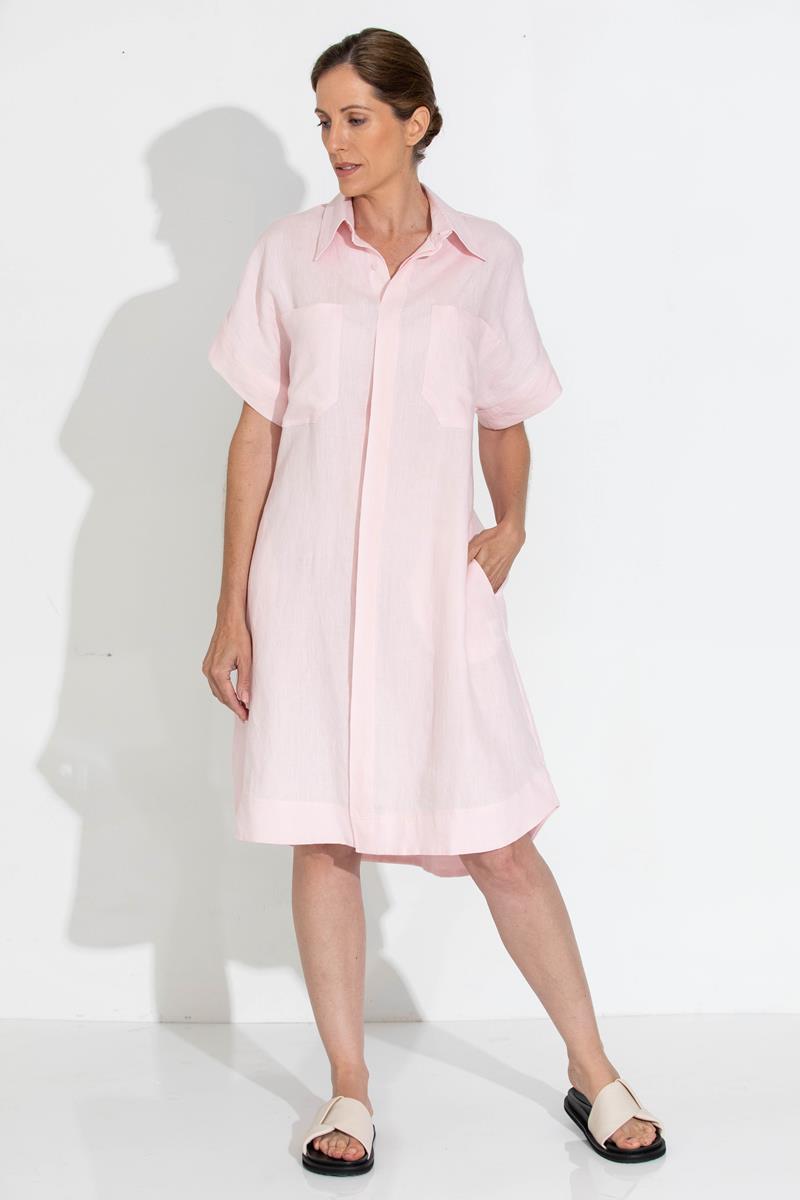 Amelia Shirt Dress in Pink Lake