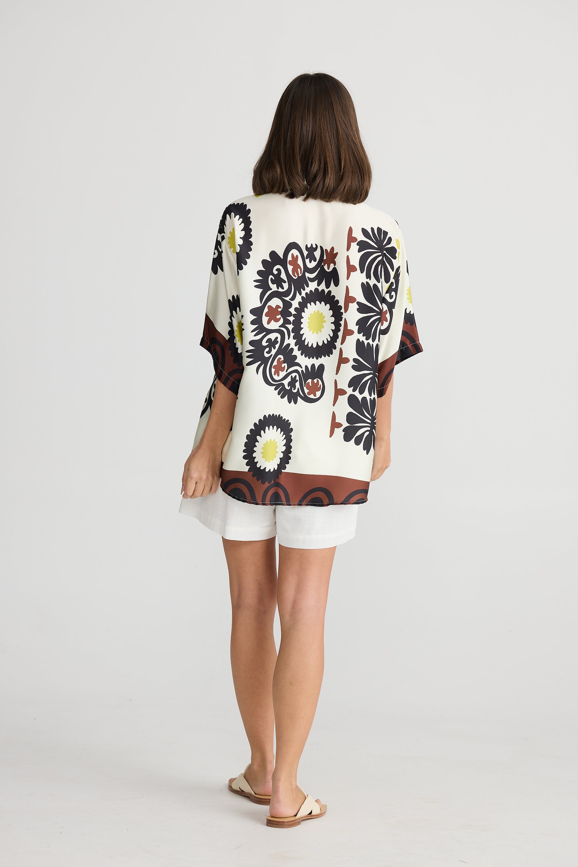 Women's relaxed playa shirt in geometric Island Time by Holiday.