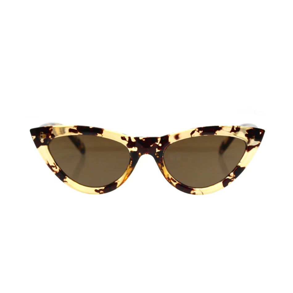 Reality Eyewear&#39;s Kiss Kiss Sunglasses in Honey Turtle and bright tortoiseshell colour.