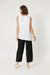 Back of the diagonal Ruffle Hem Cami Top by Clarity in white.