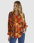 Zelda Long Sleeve floral Shirt in Desert Print, autumn colours by Sass.