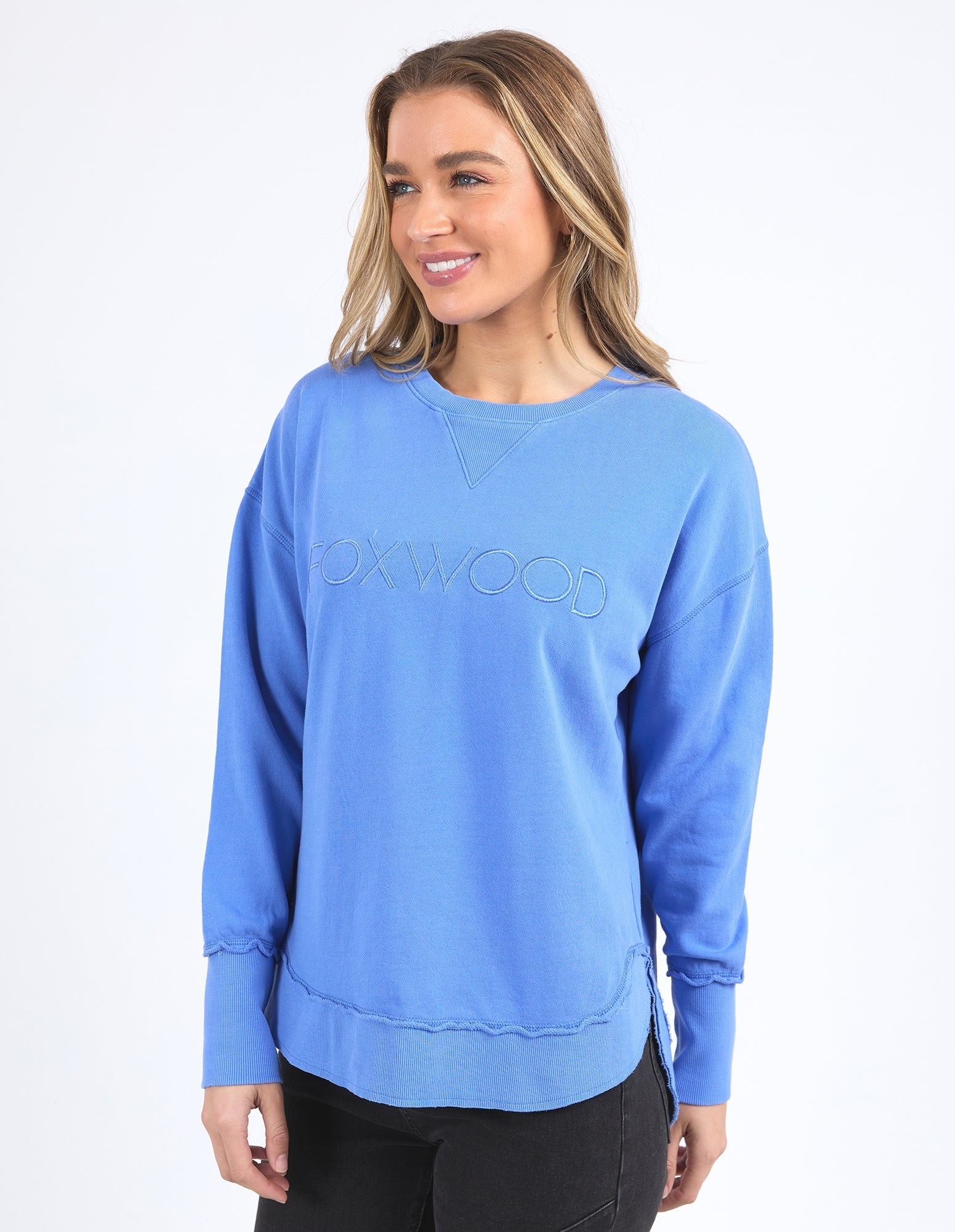 Lightweight round neck jumper by Foxwood in Cobalt Blue.