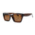 Side View of Onassis women's brown blocky sunglasses by Reality.