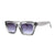 Side View of ladies crystal grey sunglasses in classic blocky shape.