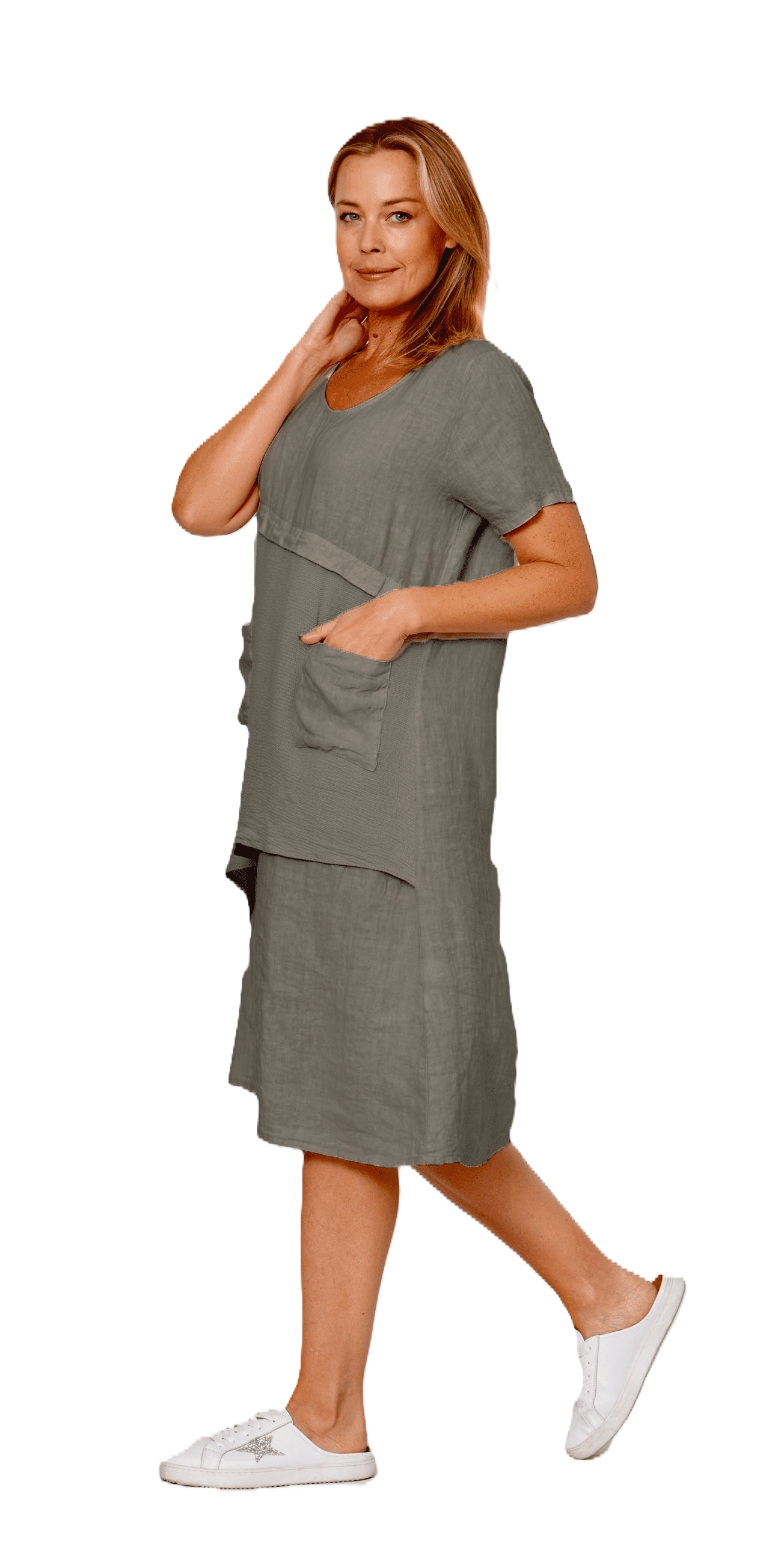 Linen Mesh Spliced Dress