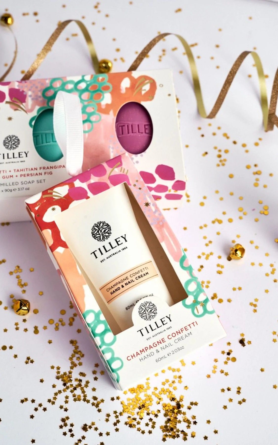 Tilley&#39;s ornament champagne confetti hand and nail cream.