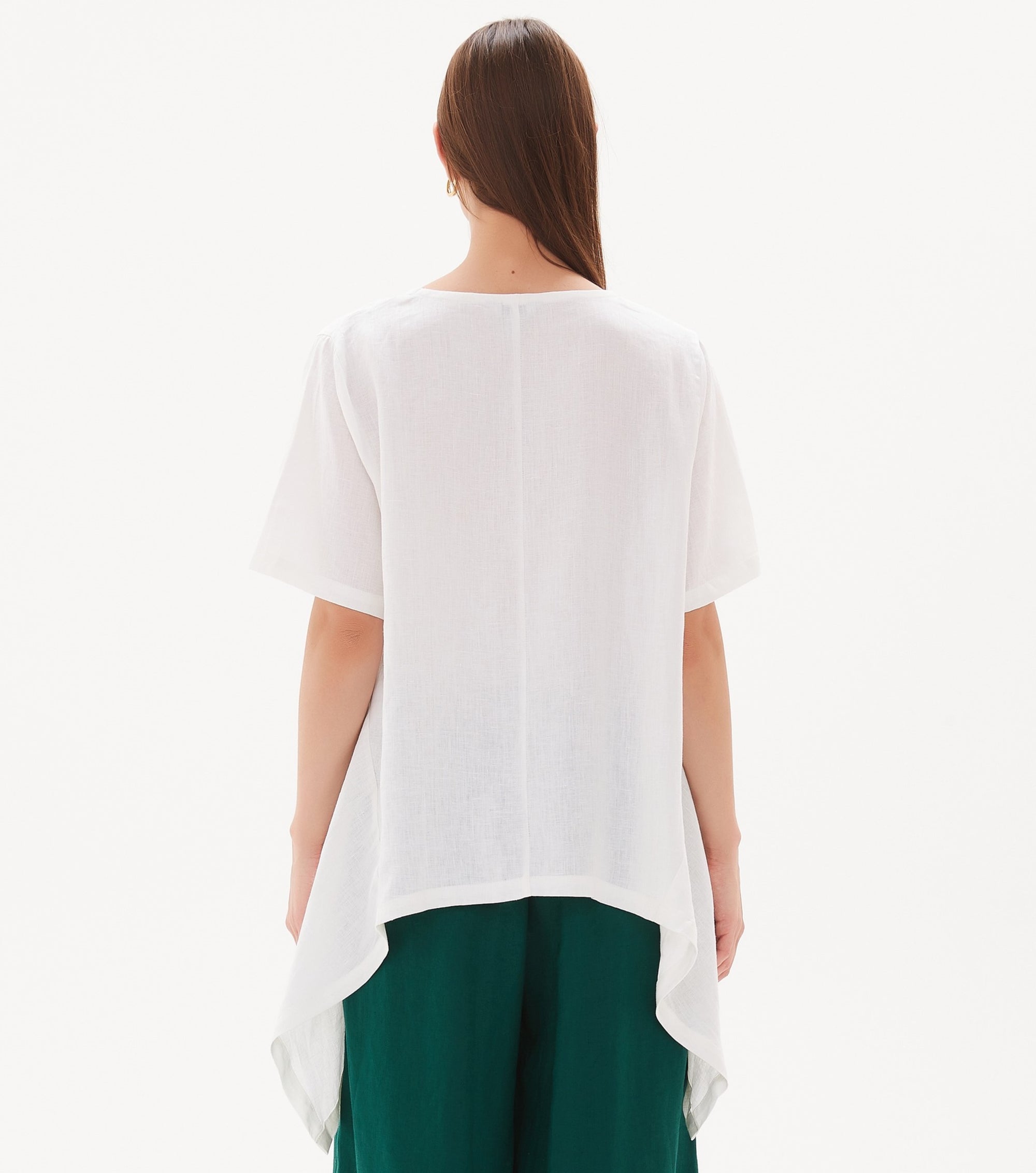 White Drop  Side Linen Top