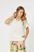 Threadz White Tulum V-Neck Top with Ruffle / Frill on Hem and Cuffs.