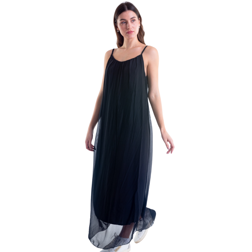 Silk Spaghetti Maxi Dress