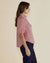 Betty Basics Avery Red Stripe Blouse with curved high low hem, balloon sleeves, frilled collar and relaxed fit.