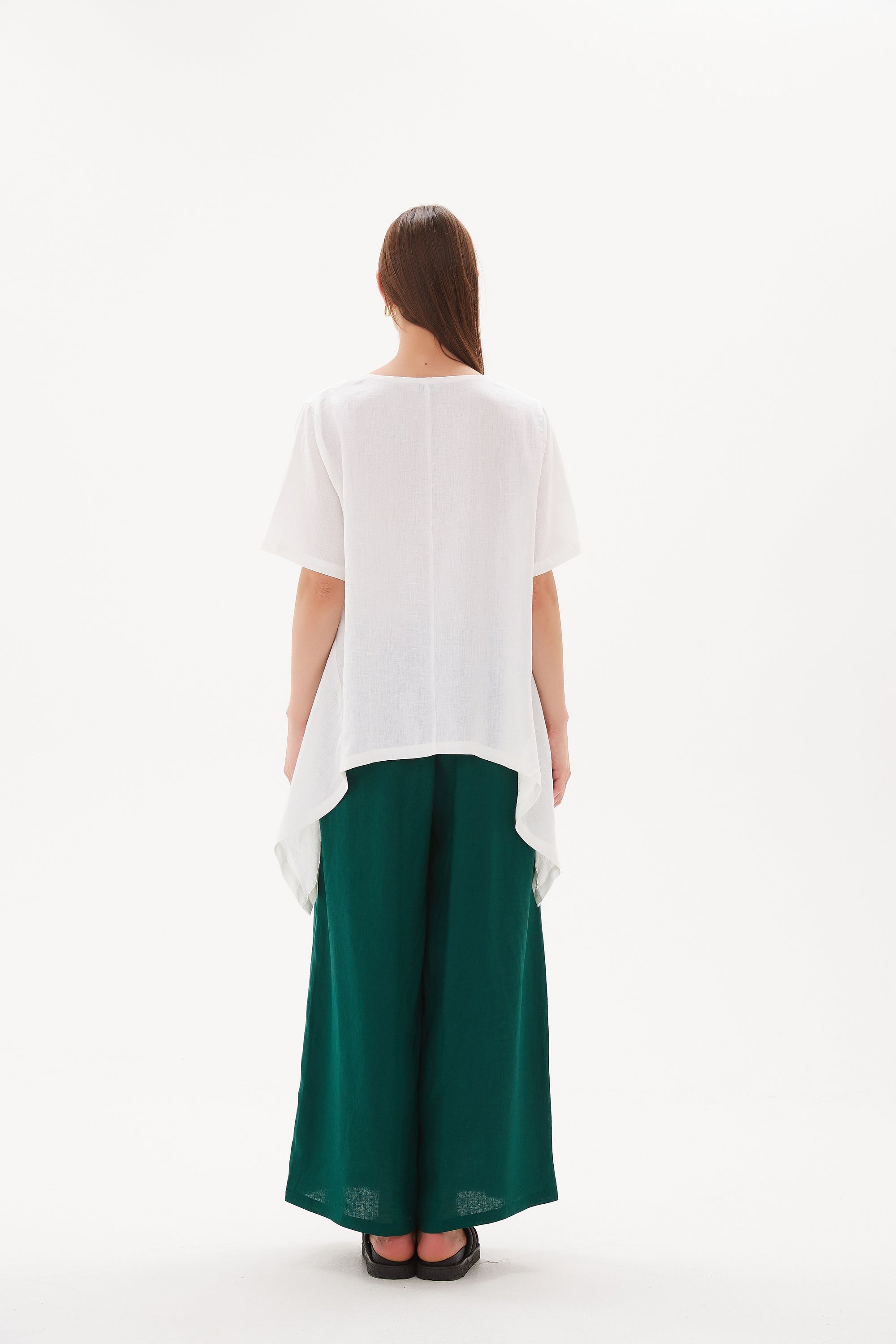 White Drop  Side Linen Top