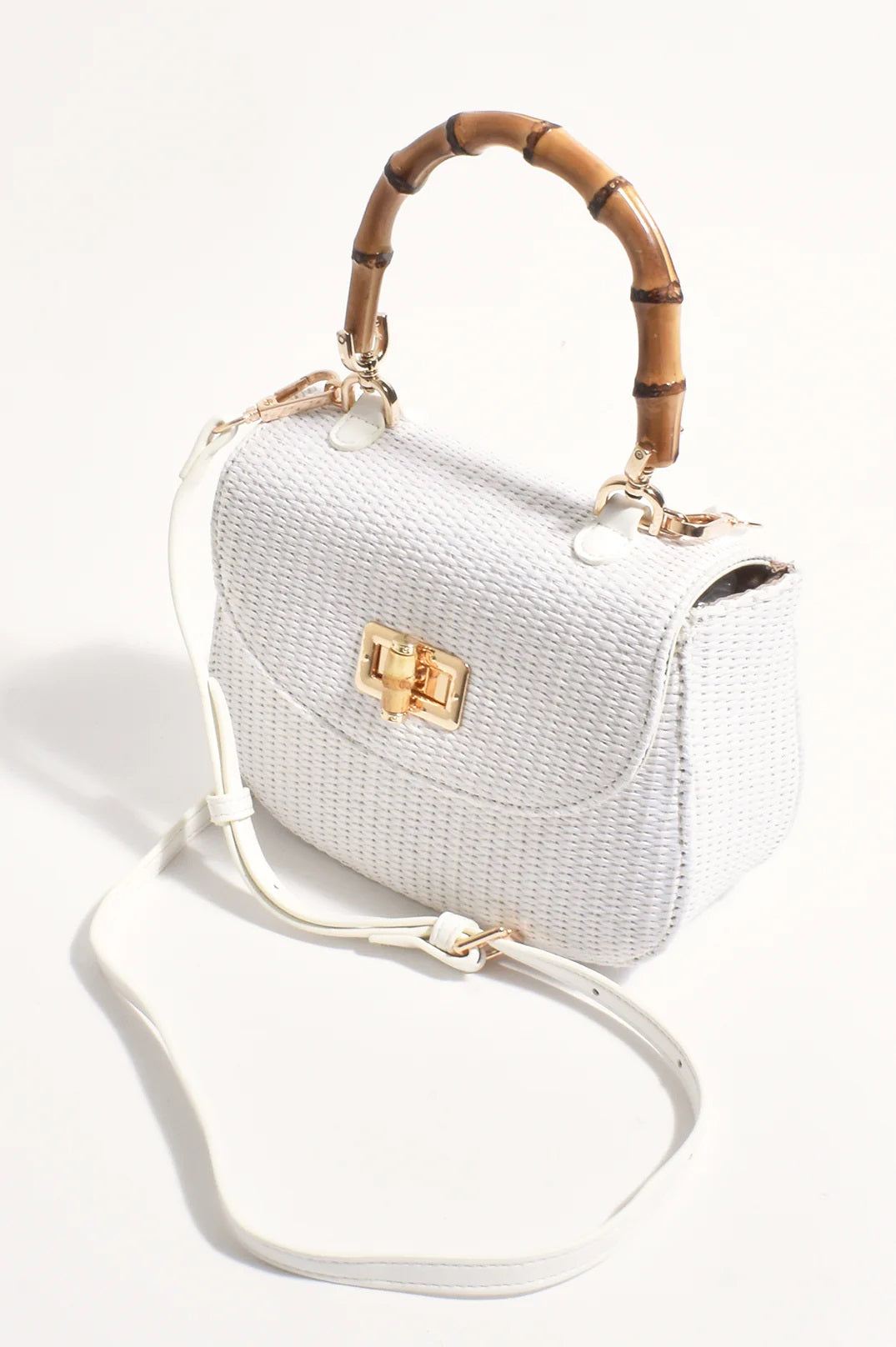 Marissa Woven Bamboo Curved Mini Bag