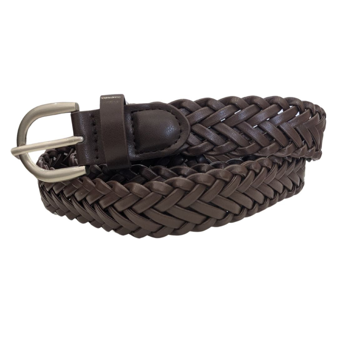 Ladies Vegan Leather Plaited Belt with Silver Buckle.