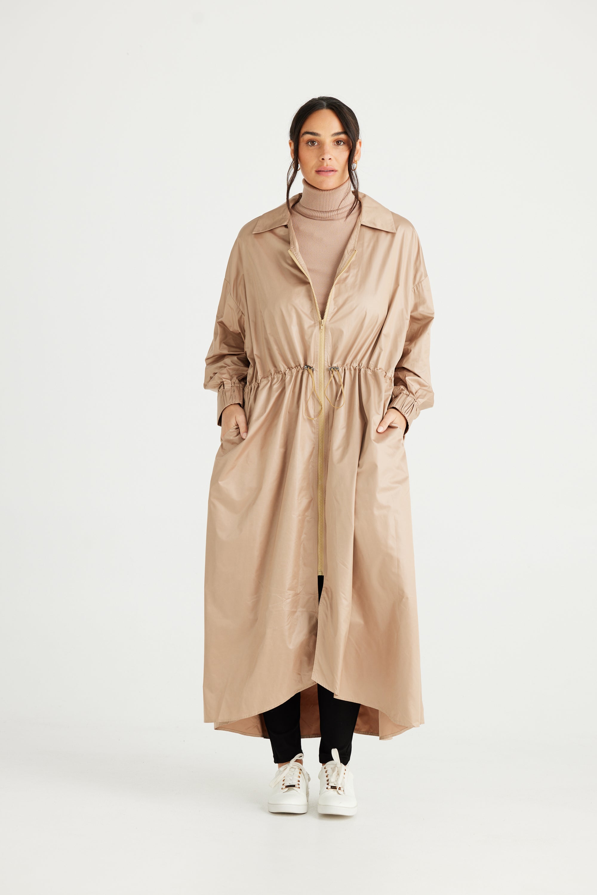 Taupe raincoat on sale