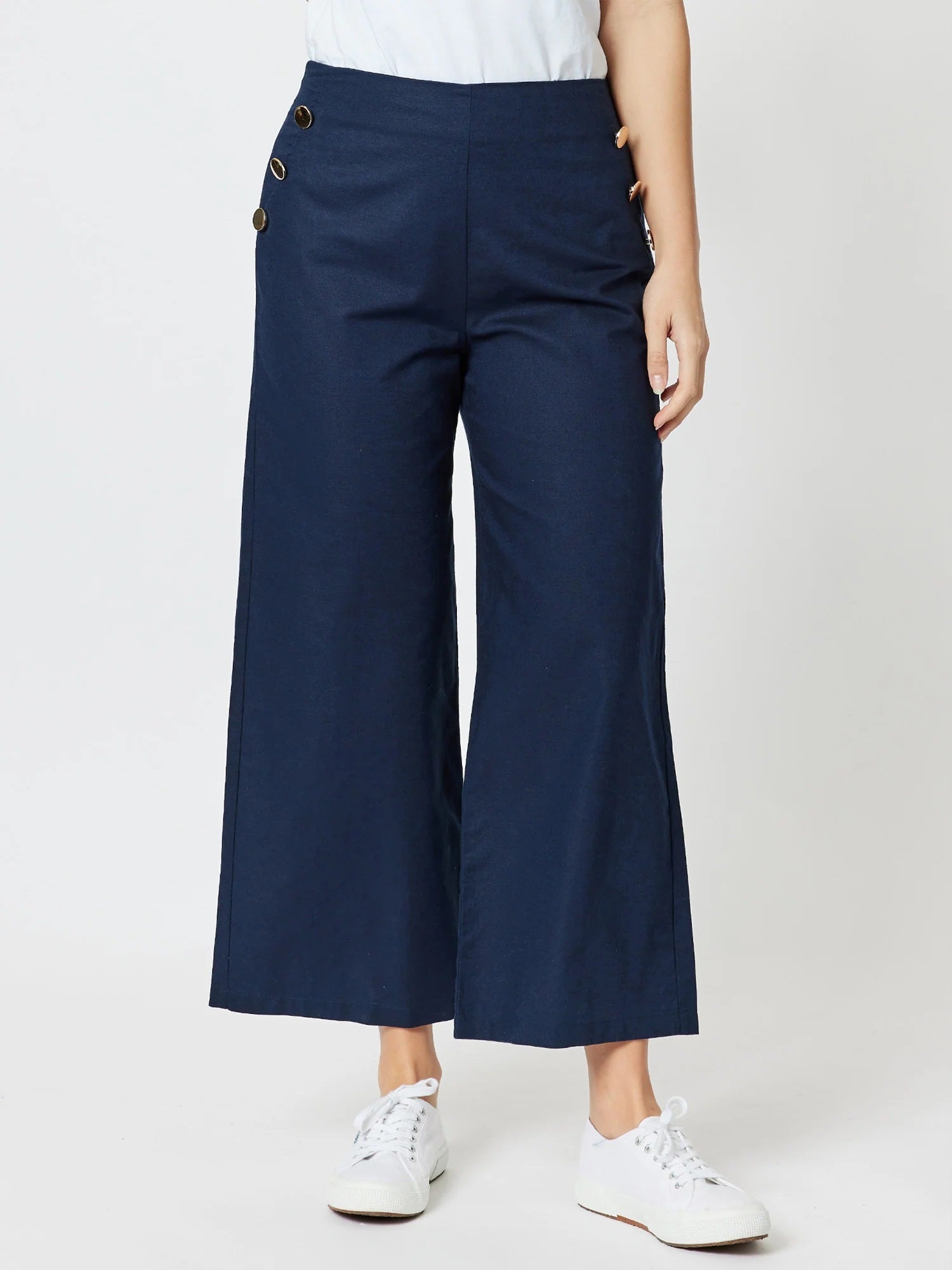 Linen Blend Wide Leg Pant