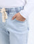 Zoom In of elastic waist with tie and pockets on the Juliette Jogger Jeans by Foxwood.